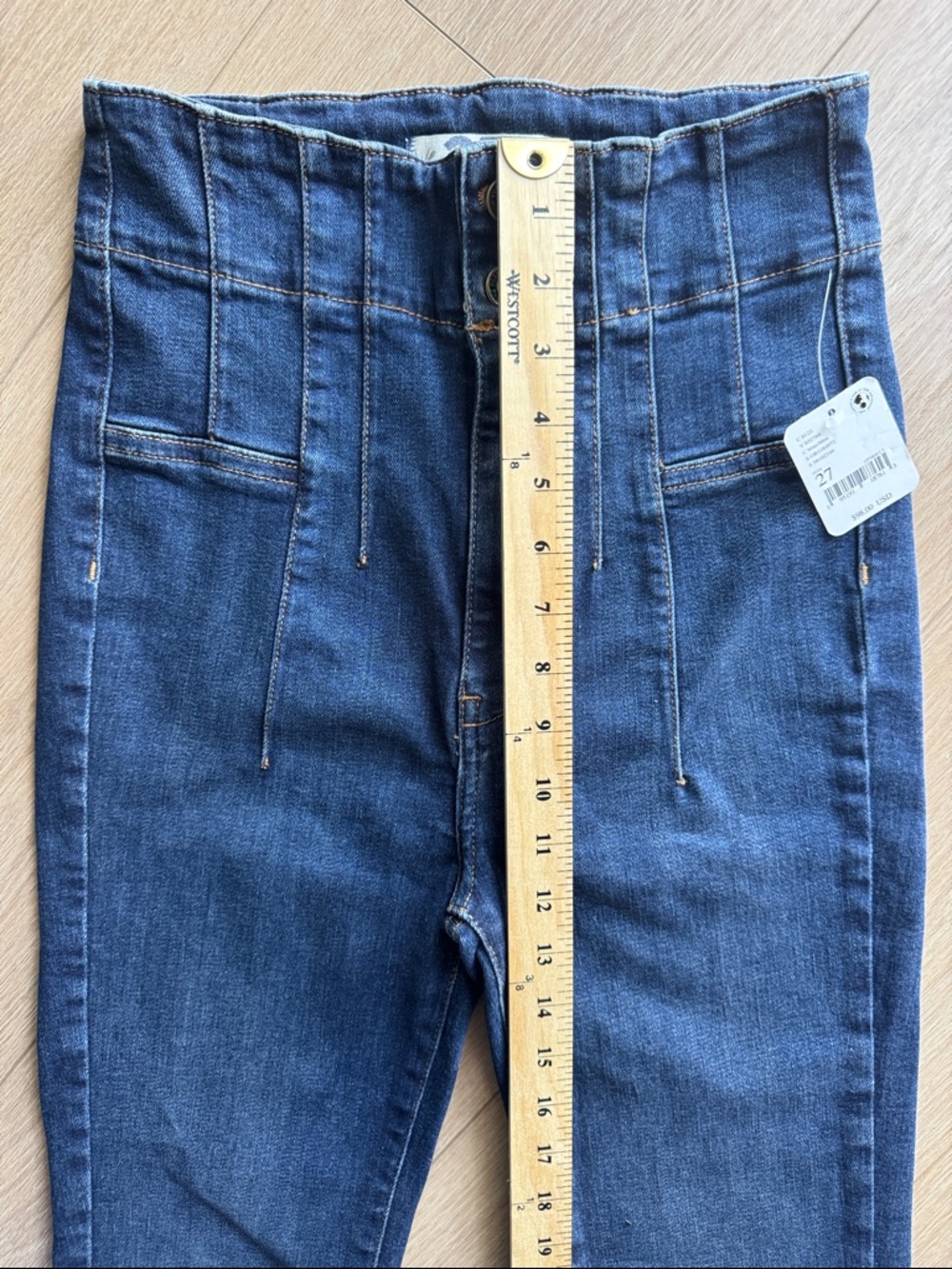 Free People We The Free Jayde High Rise Flare Leg Jeans Tulsa Blue Size 27 - Picture 14 of 15